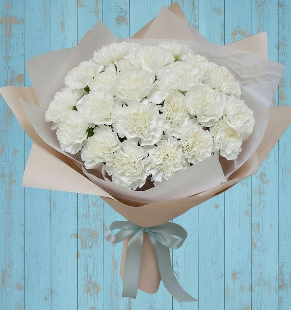 Букет Хрустальное утро в Зеленчукской Букет цветов из: Гвоздики в Зеленчукской