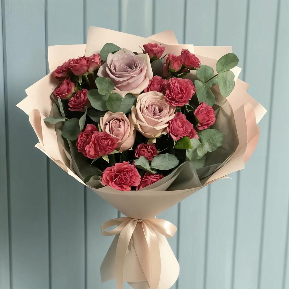 Букет восхищение в Зеленчукской Букет цветов из: Гвоздики и Розы в Зеленчукской