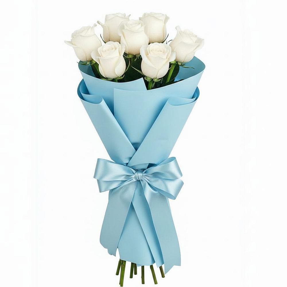 Букет 7 белых роз Проуд в Зеленчукской