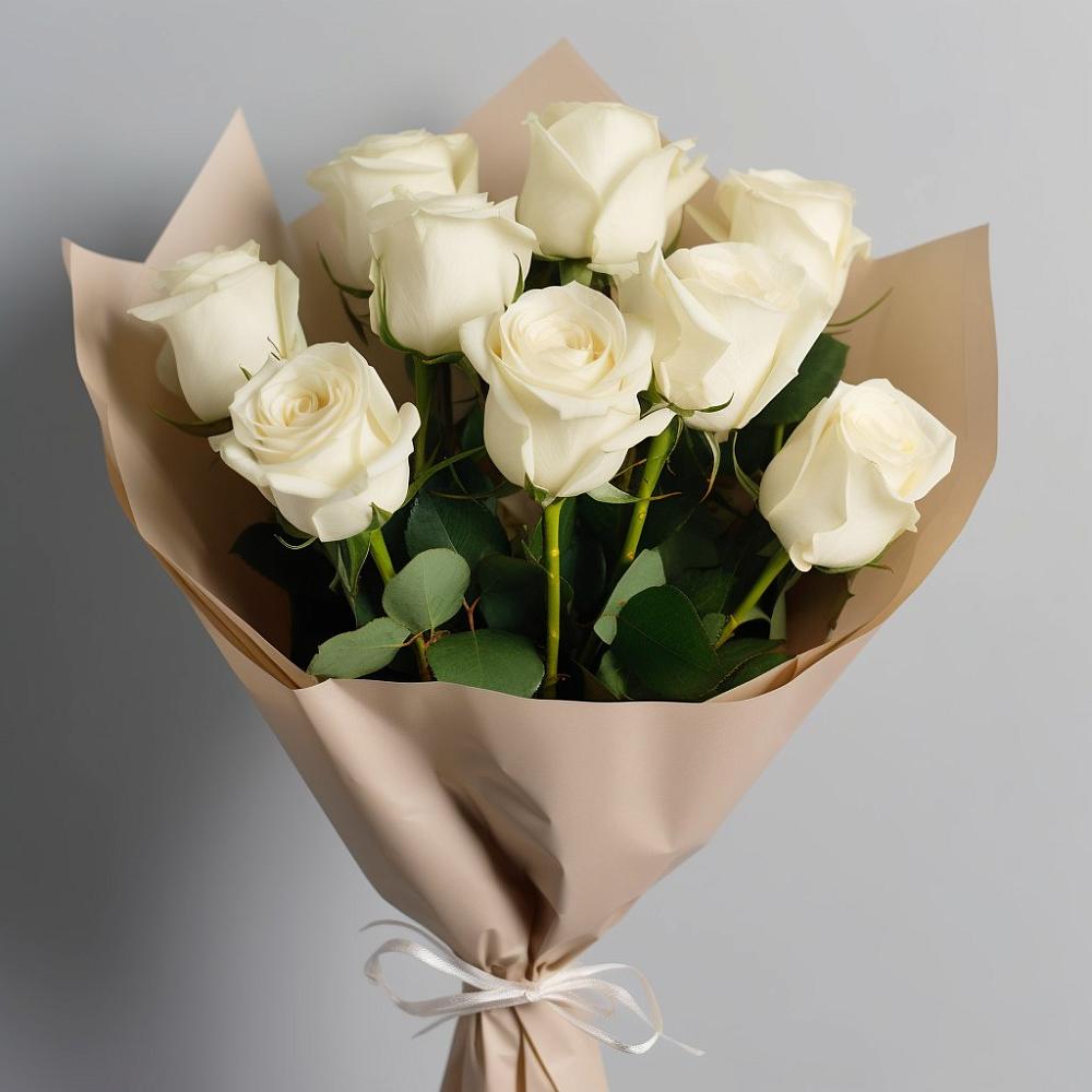 Букет 9 Белых роз Эдлесс Лав в Зеленчукской