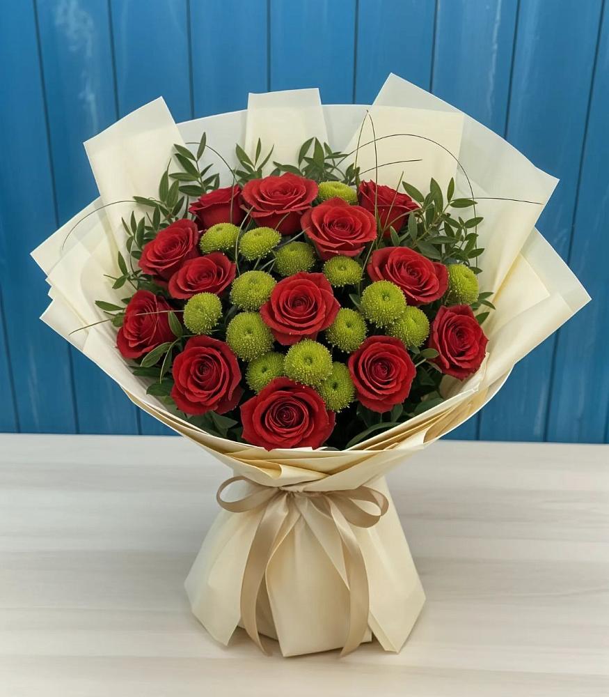 Букет Стихотворение в Зеленчукской Букет цветов из: Розы и Хризантемы в Зеленчукской