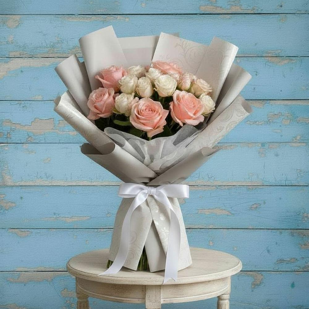 Букет Нежное облако в Зеленчукской Букет цветов из: Розы в Зеленчукской