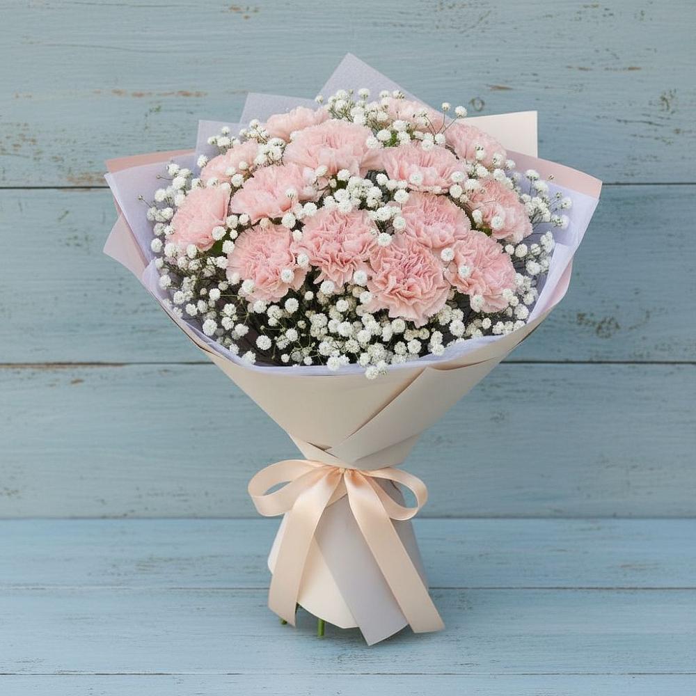 Букет Нежность рассвета в Зеленчукской Букет цветов из: Гвоздики в Зеленчукской