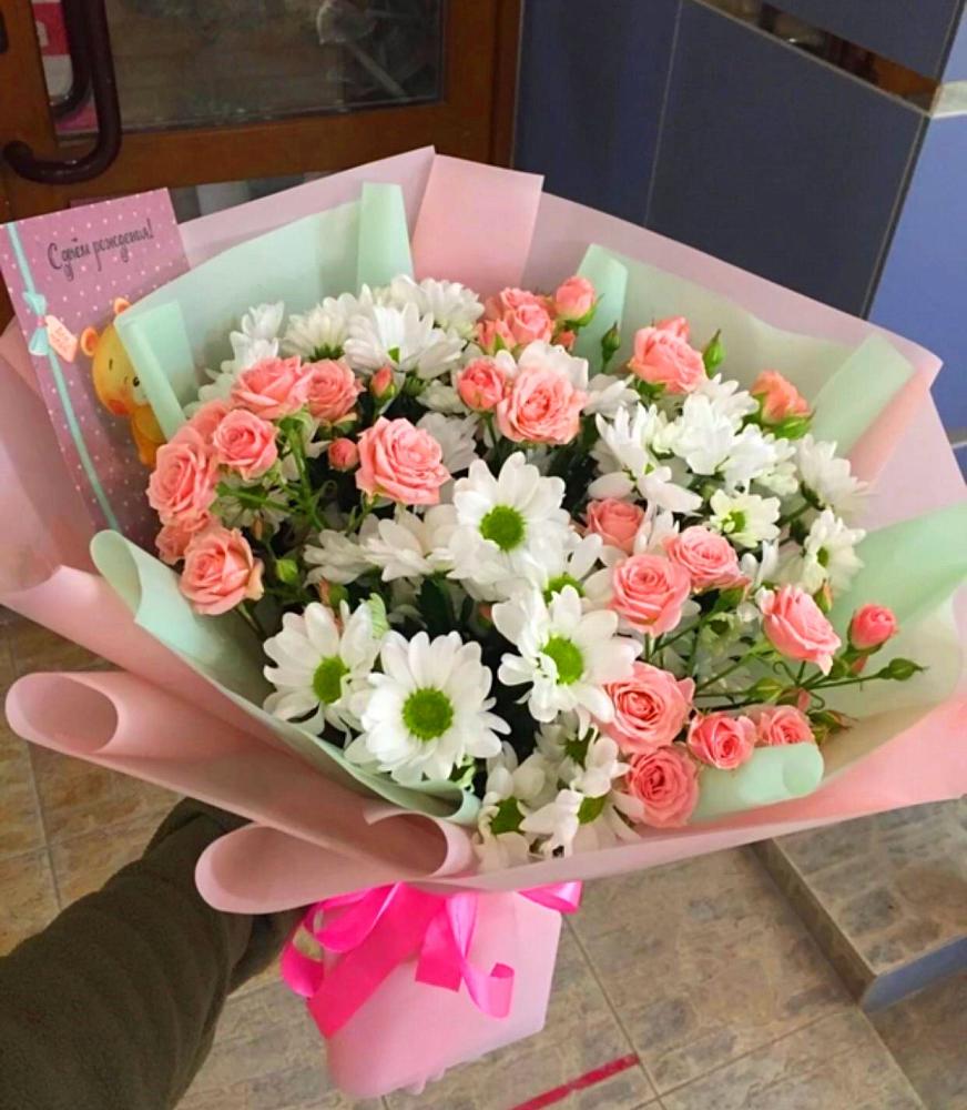 Букет цветов из: Розы и Хризантемы в Зеленчукской