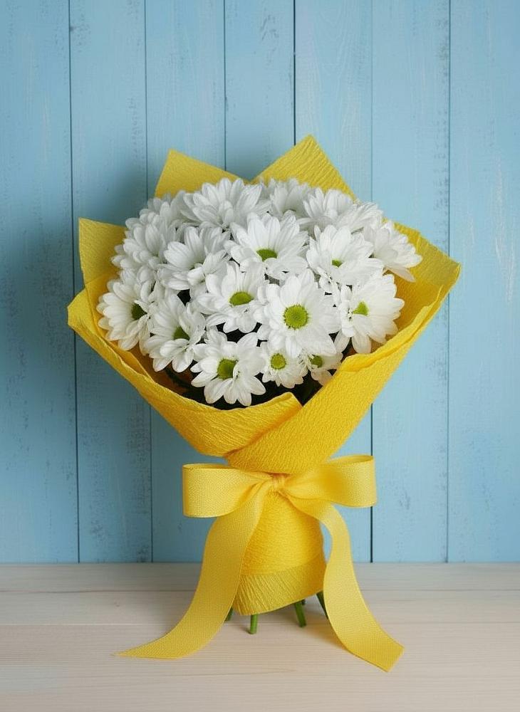 Букет Застенчивые лепестки в Зеленчукской Букет цветов из: Хризантемы в Зеленчукской