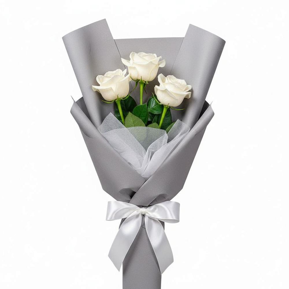 Букет 3 белые розы в Зеленчукской Букет 3 белые розы в Зеленчукской