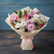 Букет цветов из:  Хризантемы, Альстромерии и Розы в Зеленчукской