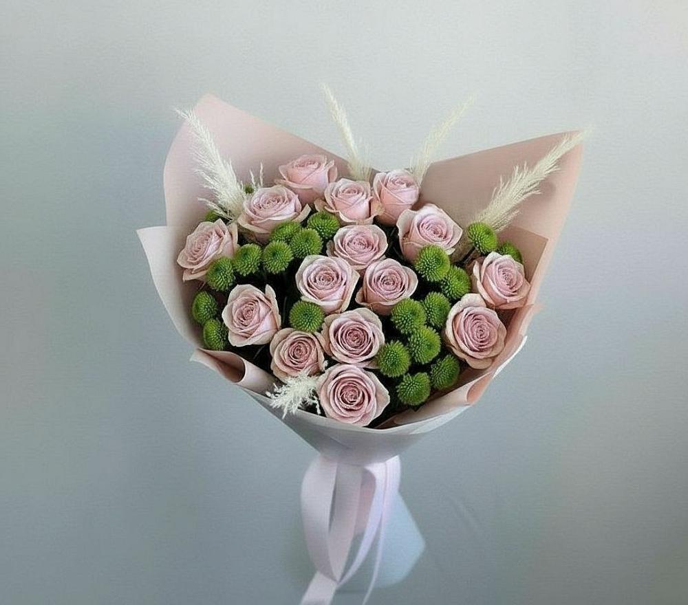 Букет доброе утро в Зеленчукской Букет цветов из: Розы и Хризантемы в Зеленчукской