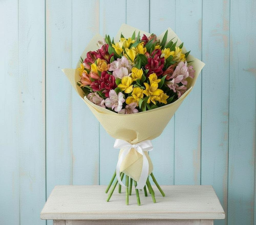 Букет Летние краски в Зеленчукской Букет цветов из: Альстромерии в Зеленчукской